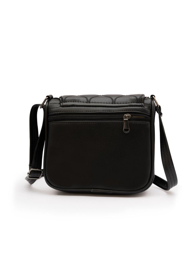 حقيبة كروسبودي أنيقة من الجلد الصناعي للنساء من ماركة BAG IN ENTERPRISE (أسود) - Image 2